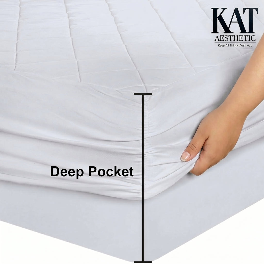 Quilted Fitted Mattress Pad – Deep Pocket Topper & Protector, Machine Washable