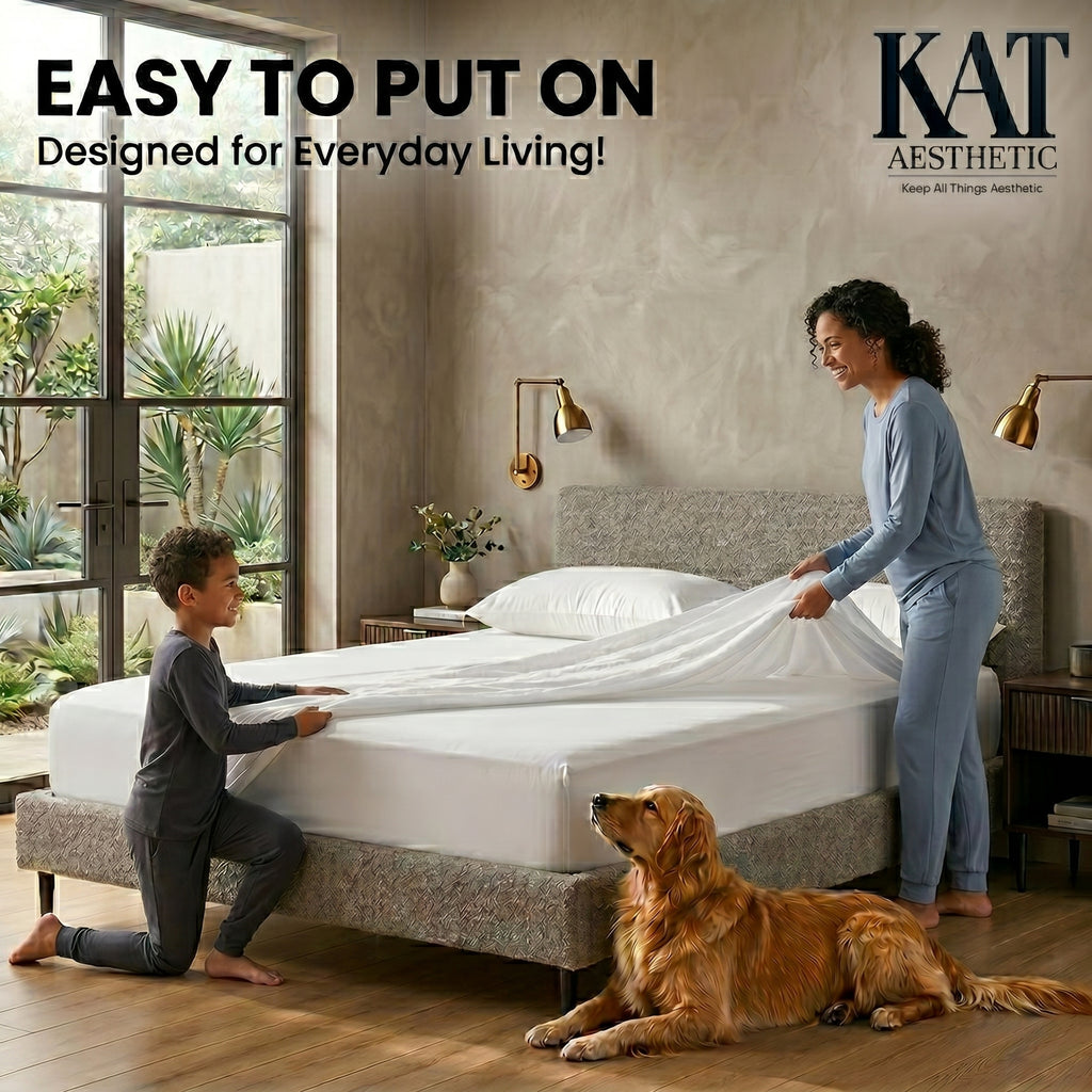 Waterproof Mattress Protector – Breathable Terry Fitted Cover, Deep Pocket